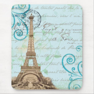 Tapis de souris français vintage d'Aqua d'écritu