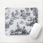 Tapis De Souris Française toile de jouy noir et blanc élégant<br><div class="desc">toile de jouy noire et blanche.</div>