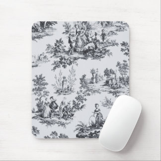 Tapis De Souris Française toile de jouy noir et blanc élégant