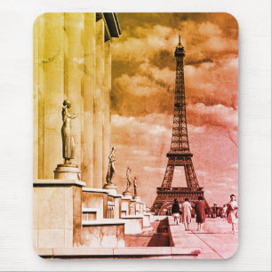 Tapis De Souris France vintage Paris tour Eiffel palais de Chaillo