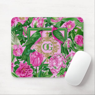Tapis De Souris Frappant rose et vert botanique personnalisé