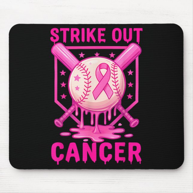 Tapis De Souris Frapper le cancer du sein Baseball Sensibilisation (Devant)