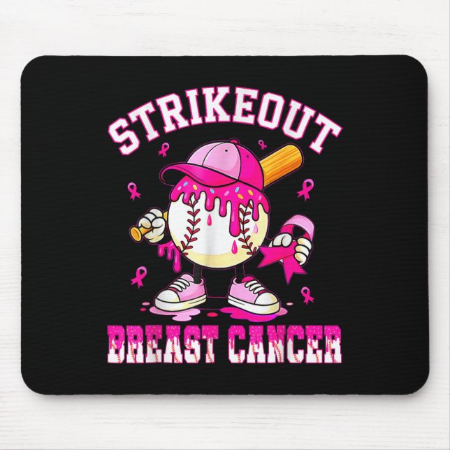 Tapis De Souris Frapper le cancer du sein Sensibilisation Baseball (Devant)