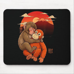 Tapis De Souris Frappez le singe japonais rouge coucher de soleil
