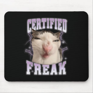 Tapis De Souris Freak certifié mange du ciment Chat maudit Drôles
