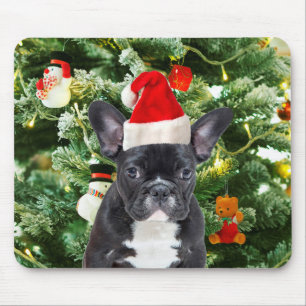 Tapis De Souris French Bulldog Arbre de Noël Ornements Snowman