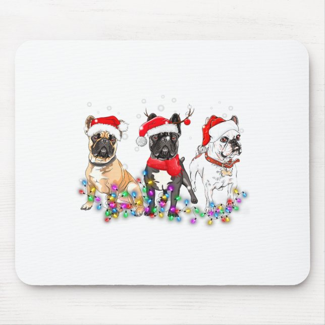 Tapis De Souris French Bulldog Dog Christmas Lights Cute Pet Match (Devant)