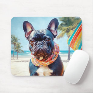 Tapis De Souris French Bulldog sur la plage, cadeau d'été pour amo