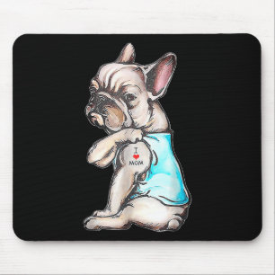 Tapis De Souris French Bulldog Tattoo I Love Mom Funny Chien Mothe