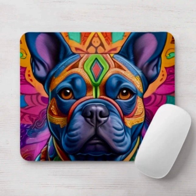 Tapis De Souris Frenchie Fun Anniversaire Fantastique (Frenchie mousepad durable dust and stain resistant non -slip rubber backing. D: 9.25" L x 7.75"W. )