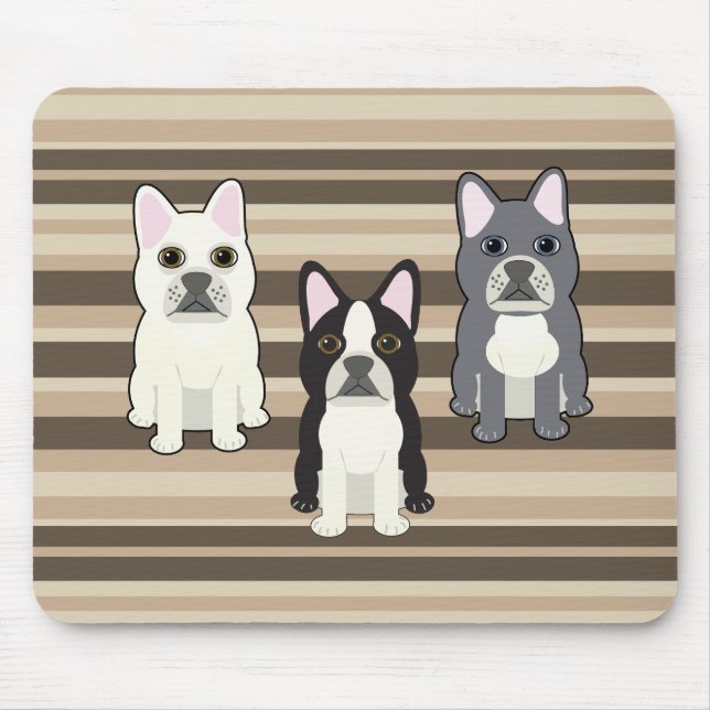 Tapis De Souris Frenchies rayé neutre (Devant)