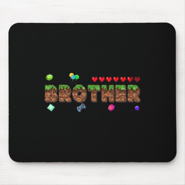 Tapis De Souris Frère du garçon d'anniversaire Pixel Game Matching (Devant)