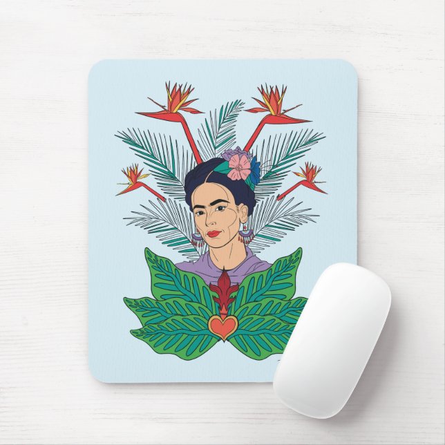 Tapis De Souris Frida Kahlo | Oiseaux de Paradis Floral Graphic (Avec souris)