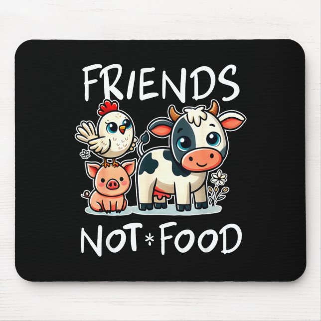 Tapis De Souris Friends Not Food Funny Vegan Vegetarian Cute Anima (Devant)