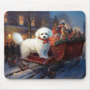Tapis De Souris Frise de Bichon Frise Festin de Noël