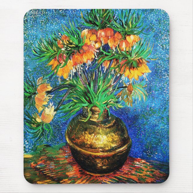 Tapis De Souris Fritillons dans un Vase Van Gogh Art (Devant)
