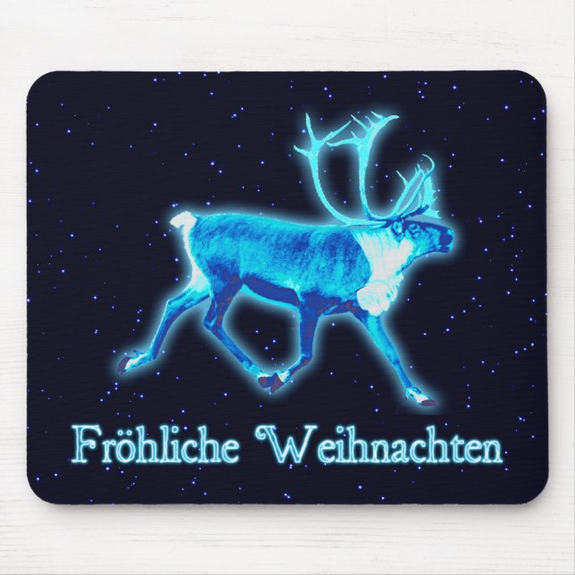 Tapis De Souris Froehliche Weihnachten - Caribou bleu (rennes) (Devant)
