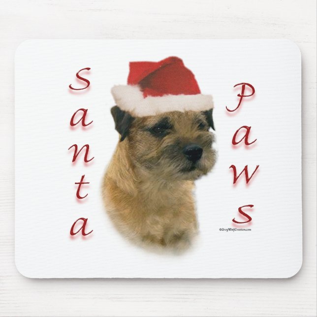 Tapis De Souris Frontière Terrier Père Noël Paws (Devant)