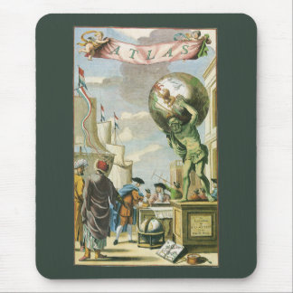 Tapis De Souris Frontispice d'Atlas de l'Ère Baroque Vintage Globe