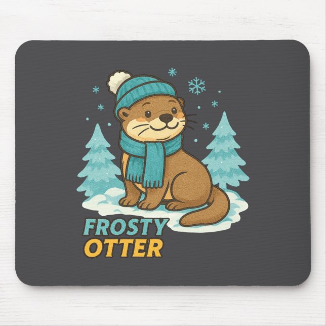Tapis De Souris Frosty Otter Winter Charm Art Long Sleeve  (Devant)