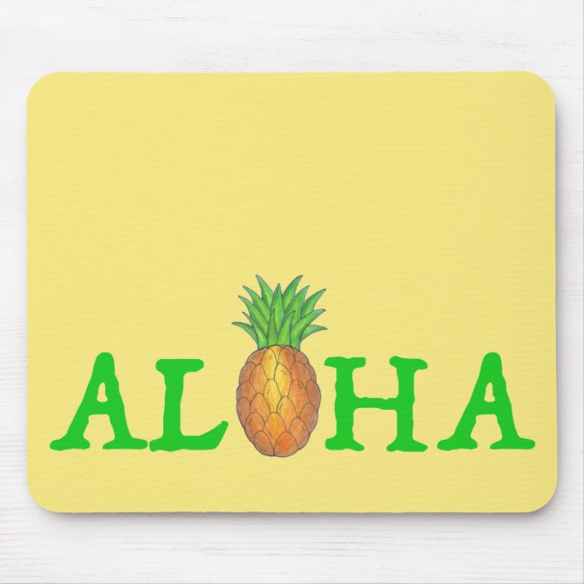 Tapis De Souris Fruit d'ananas de l'île tropicale d'Hawaï ALOHA (Devant)