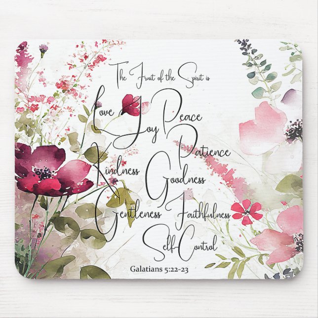 Tapis De Souris Fruit de l'Esprit floral rose (Devant)