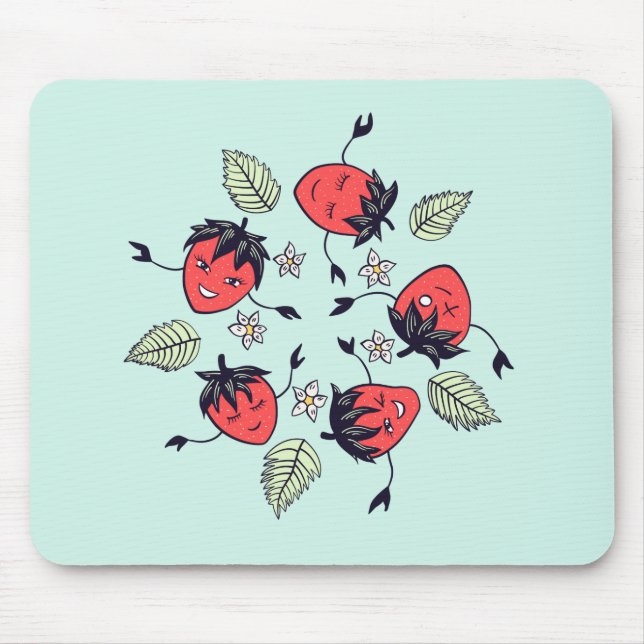Tapis De Souris Fruit Kawaii à la fraise mûre (Devant)
