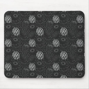 Tapis De Souris Fruit sans couture motif noir et blanc Tropical