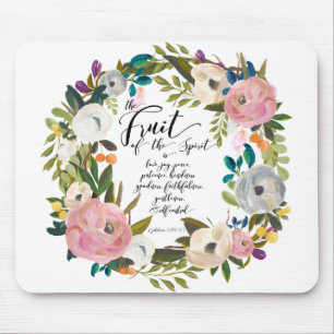 Tapis De Souris Fruits de l'esprit Aquarelle Florale Wreath