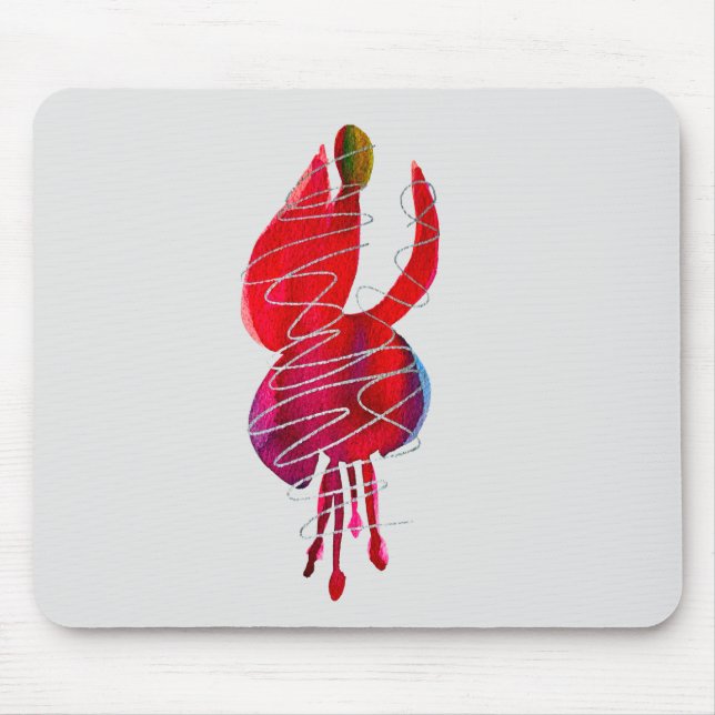 Tapis De Souris Fuchsia abstraite aquarelle florale (Devant)