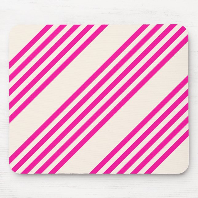 Tapis De Souris Fuchsia et beige cinq rayures motif (Devant)