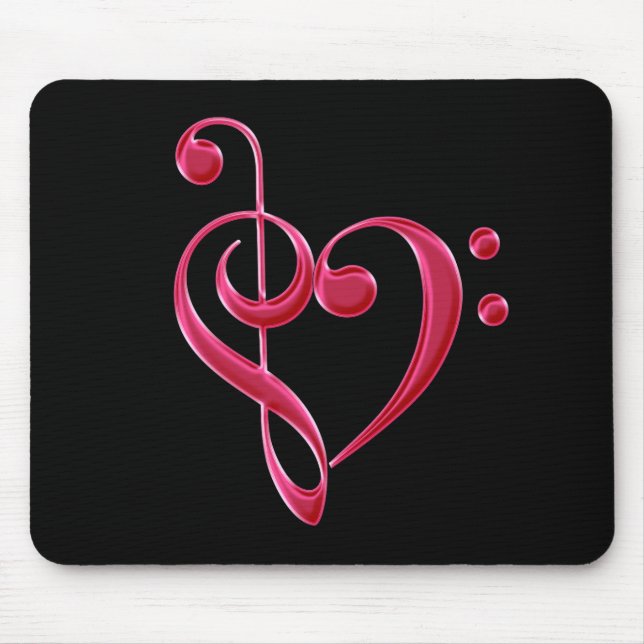 Tapis De Souris Fuchsia Love Notes musicales Mousepad (Devant)