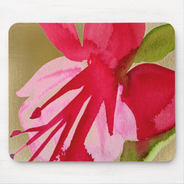 Tapis De Souris Fuchsia pop art watercolour flower (Devant)