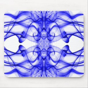 Tapis De Souris Fumée bleue symétrique minimaliste blanc