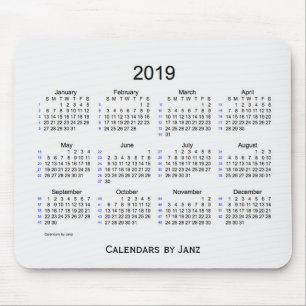 Tapis De Souris Fumée de 2019 blancs calendrier de 52 semaines par