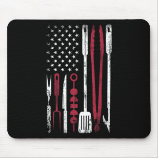 Tapis De Souris Fumée de barbecue drôle Drapeau américain du 4 jui
