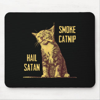 Tapis De Souris Fumer l'herbe à chat Salut Satan Chat Satan Gothiq