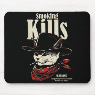 Tapis De Souris Fumer tue vachette cow-boy drôle avec chapeau cita