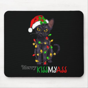 Tapis De Souris Fun Chat Noir Merry Kissmyass Xmas Pyjamas Chritue