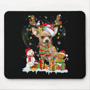 Tapis De Souris Fun Chihuahua Noël Chien moche Santa Hat Lumières