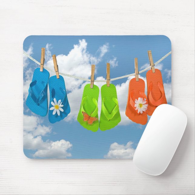 Tapis De Souris Fun Flip-Flops Sur Clothesline (Avec souris)