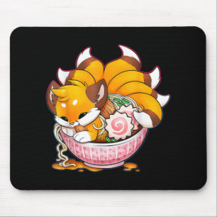 Tapis De Souris Fun Fox Ramen japonais nouilles mignonnes Kawaii A