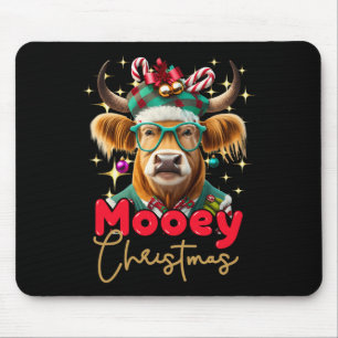 Tapis De Souris Fun Highland Cow Moey Noël Scottish Family G