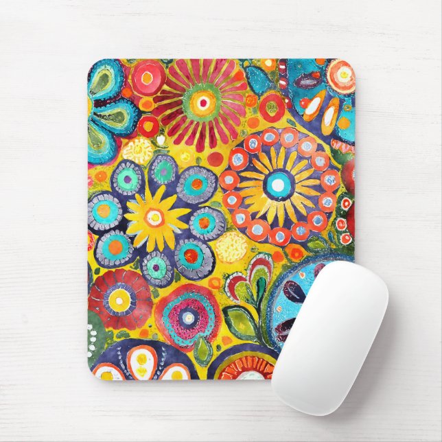 Tapis De Souris Fun Hippie à motif de fleur (Avec souris)