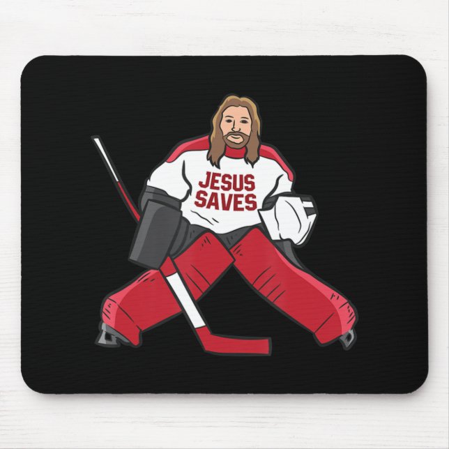 Tapis De Souris Fun Hockey Jésus sauve Hockey Goy (Devant)