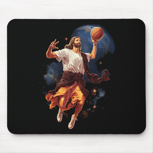 Tapis De Souris Fun Jesus Jouer Basketball (Devant)