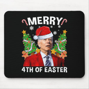 Tapis De Souris Fun Joe Biden Noël Santa Hat Joyeux 4ème Eas