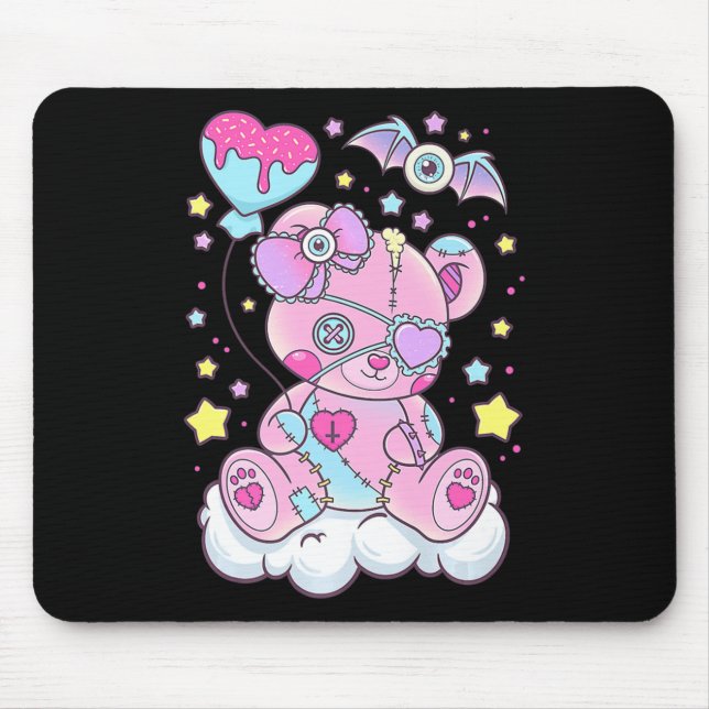 Tapis De Souris Fun Kawaii Pastel Goth mignonne Ours Déplaisant An (Devant)