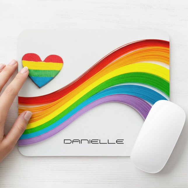Tapis De Souris Fun Modern LGBT Pride Rainbow Nom personnalisé (Créateur téléchargé)