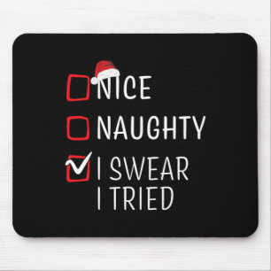 Tapis De Souris Fun Naughty Nice Noël Famille Pyjama Hommes Femmes